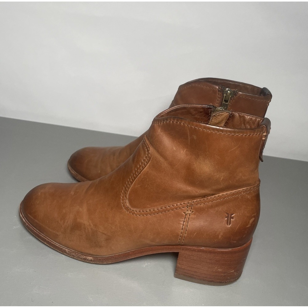 Frye Womens Claire Boots Size 7.5 M  Cognac Leather Western Booties Block Heel